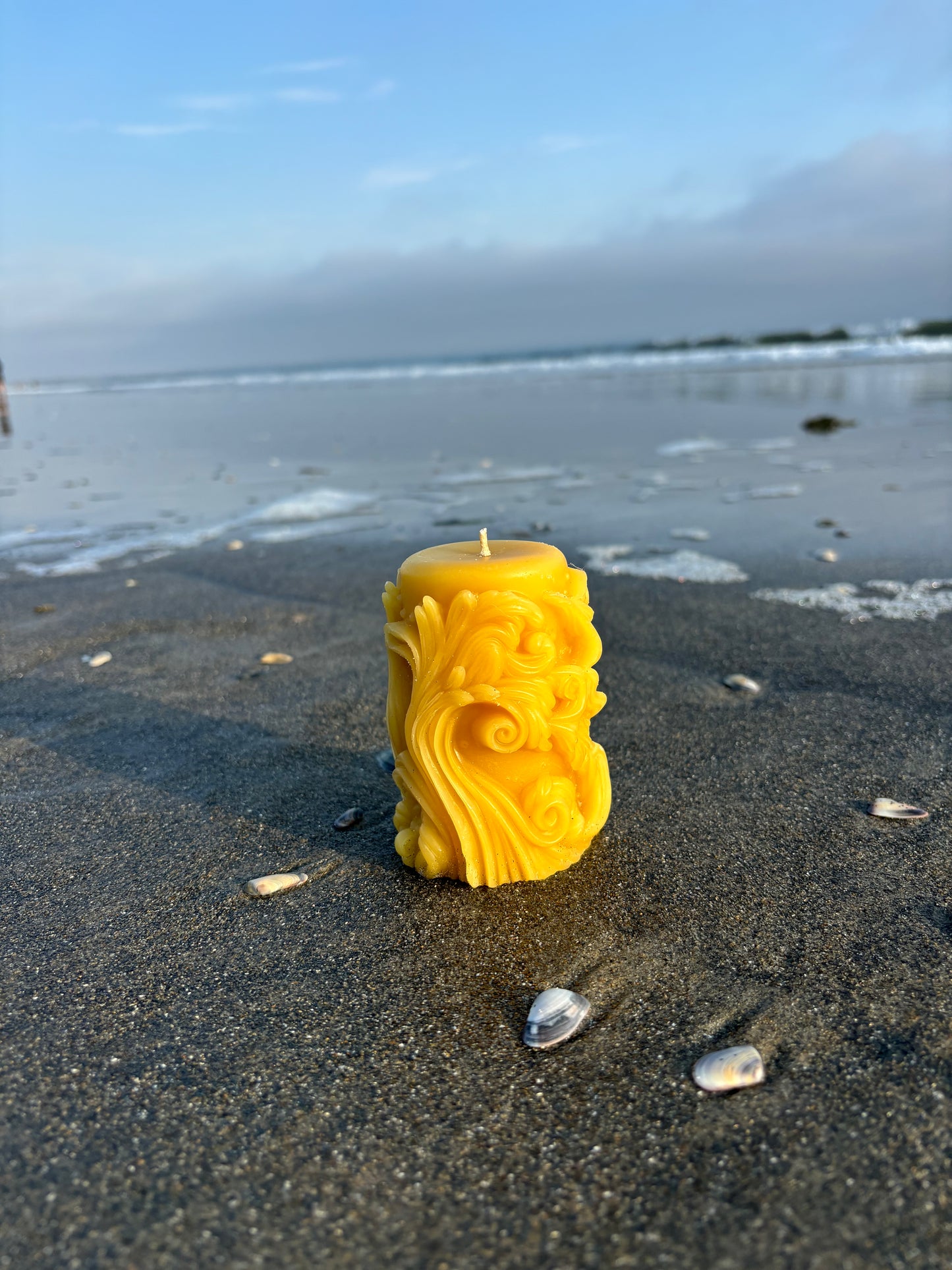 Ocean Wave Pillar - Pure Beeswax Candle