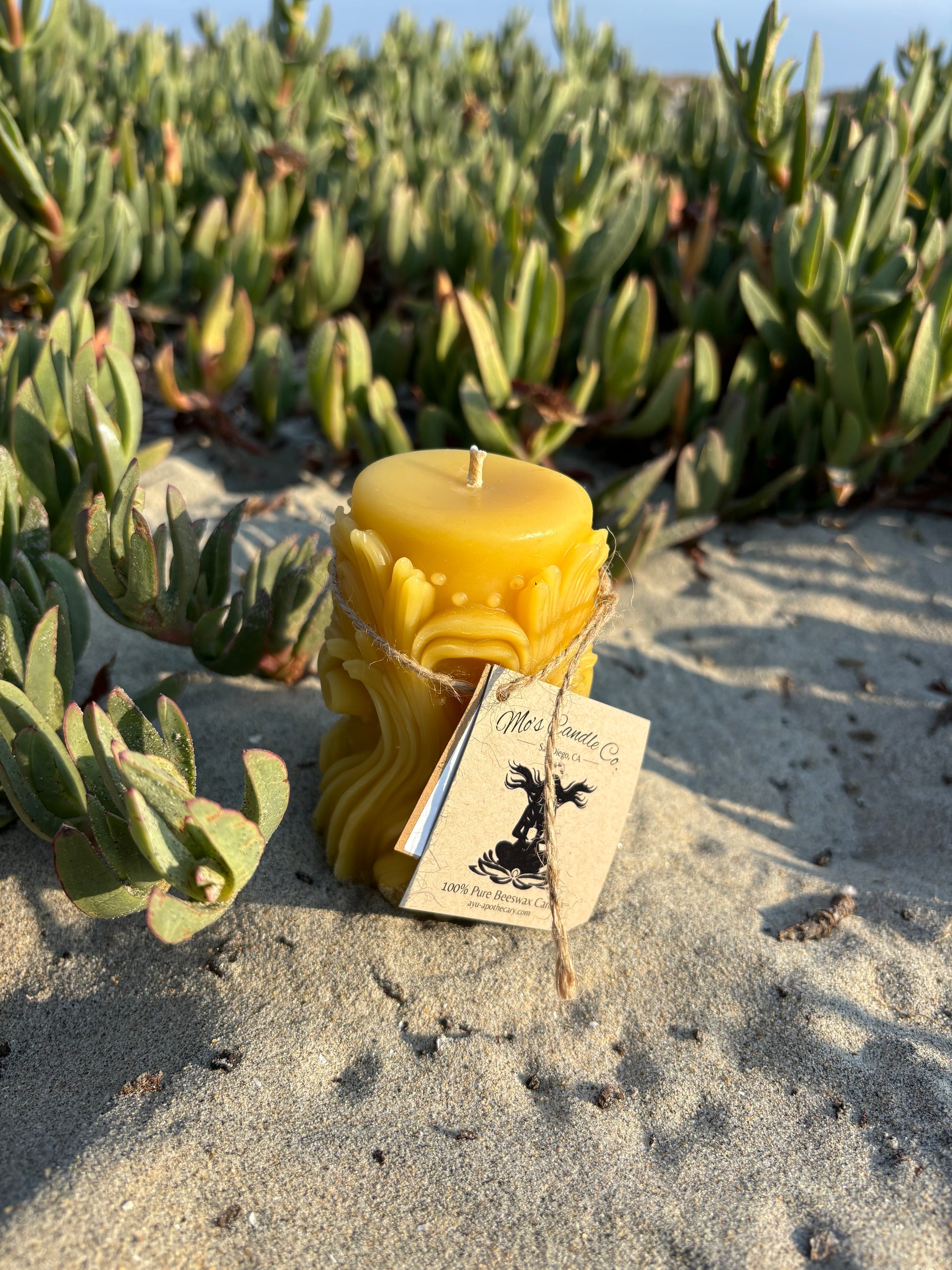 Ocean Wave Pillar - Pure Beeswax Candle