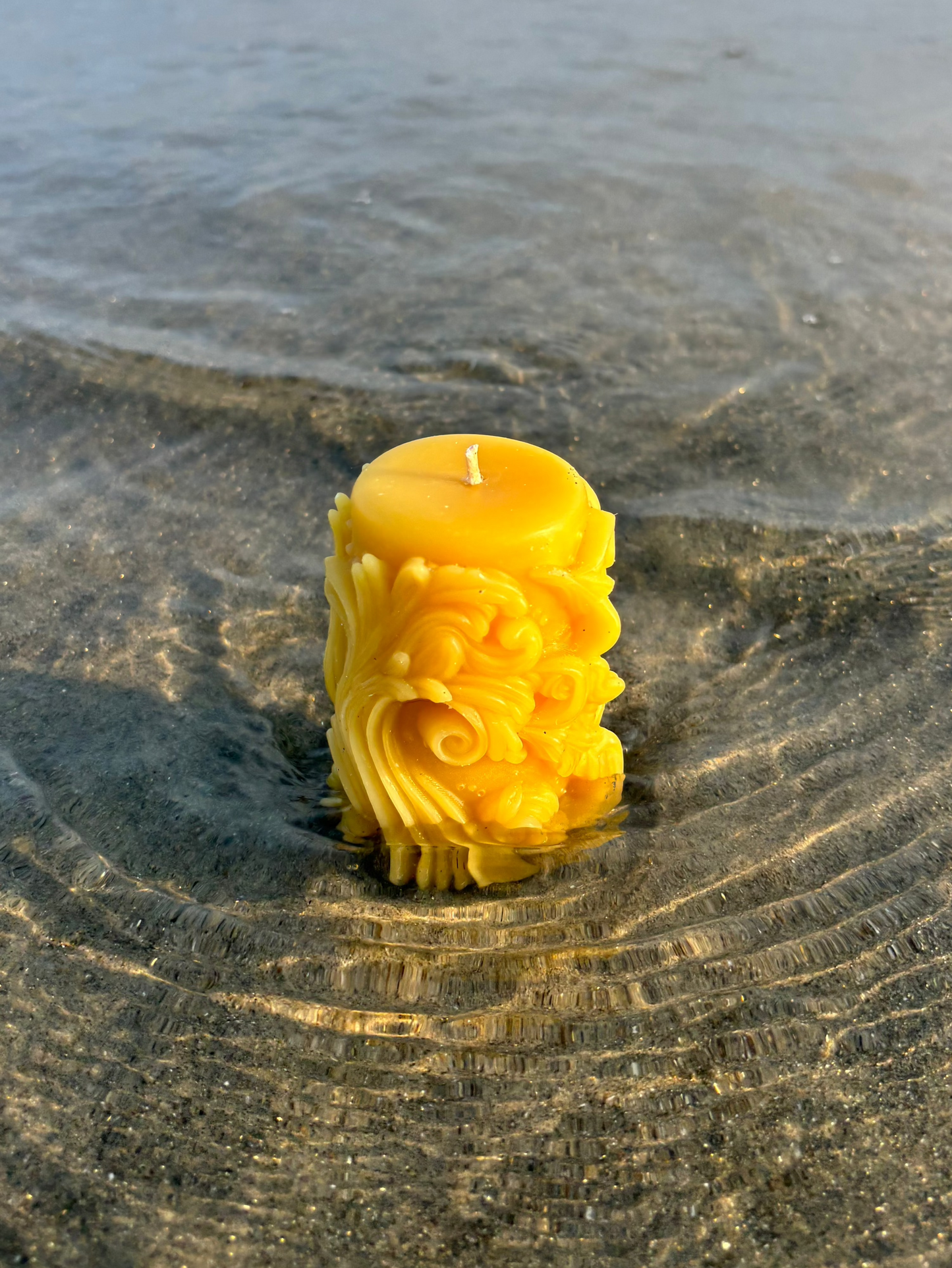 Ocean Wave Pillar - Pure Beeswax Candle